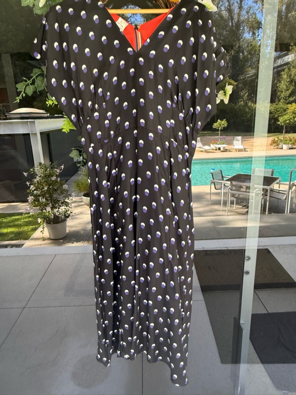 Paul Smith Black Midi Dress with White and Purple Dot Print